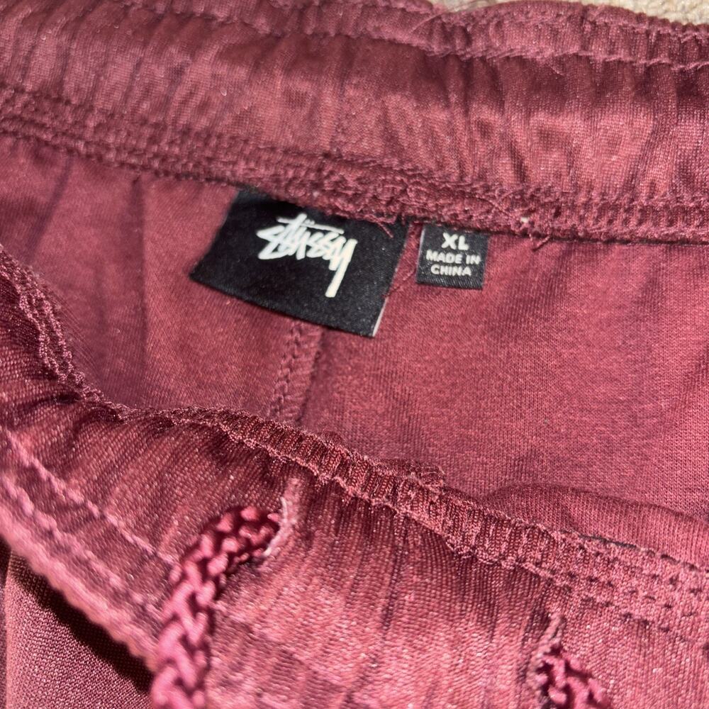 Vintage 90s Stussy Men’s Track Pants XL Brick Red Pinstripe - Picture 4 of 7